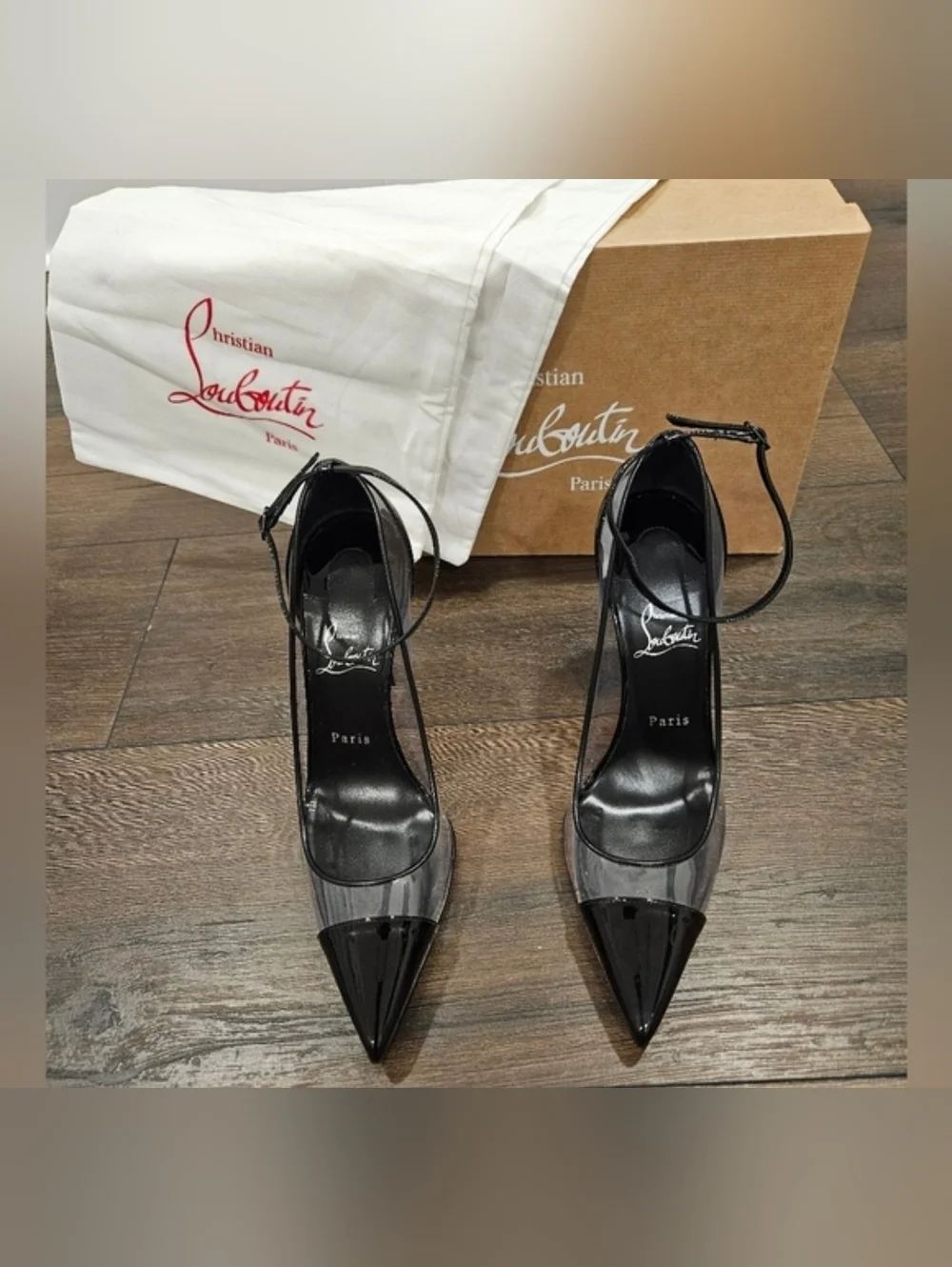 CHRISTIAN LOUBOUTIN Debout Condora 100 PVC Patent Pumps 40 NWT Black - Picture 4 of 12